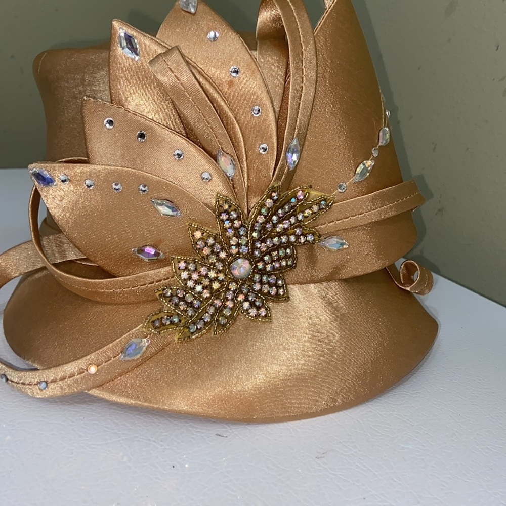 Beautiful Gold Satin Dress/Church Hat by Ms. Divine - Picture 12 of 14